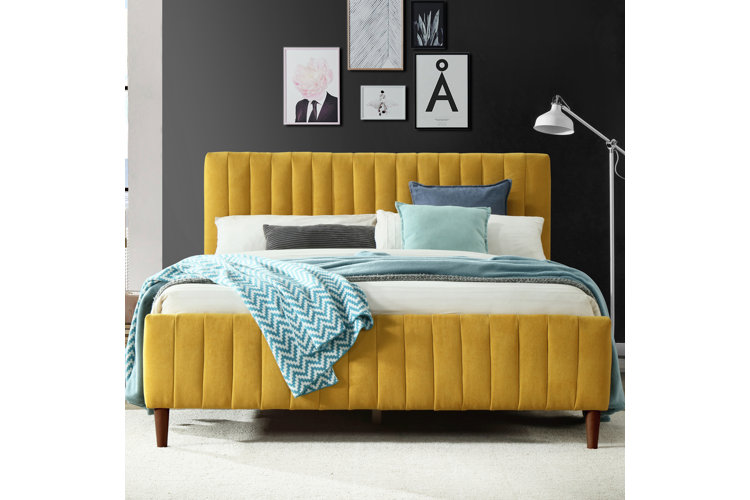 Yellow deals velvet bed